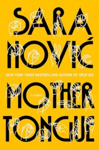 Over each letter on the cover is an illustration of the sign language signal for that letter in white. The background is yellow and the font is black.