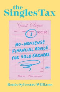 An old fashioned pink receipt that has "No-nonsense financial advice for solo earners" written on it. The background is yellow.