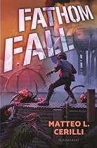 The cover has a boy standing defensively on a dock. Below him are fish monsters.