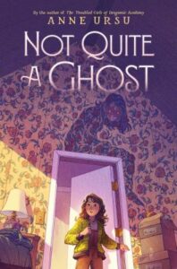 image of a book cover with a girl entering a bedroom wearing a jacket and above the door is an outline of another girl