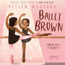 The cover has a cartoon ballerina on the cover, posing in the ballet studio mirror. She has brown skin and dark hair.