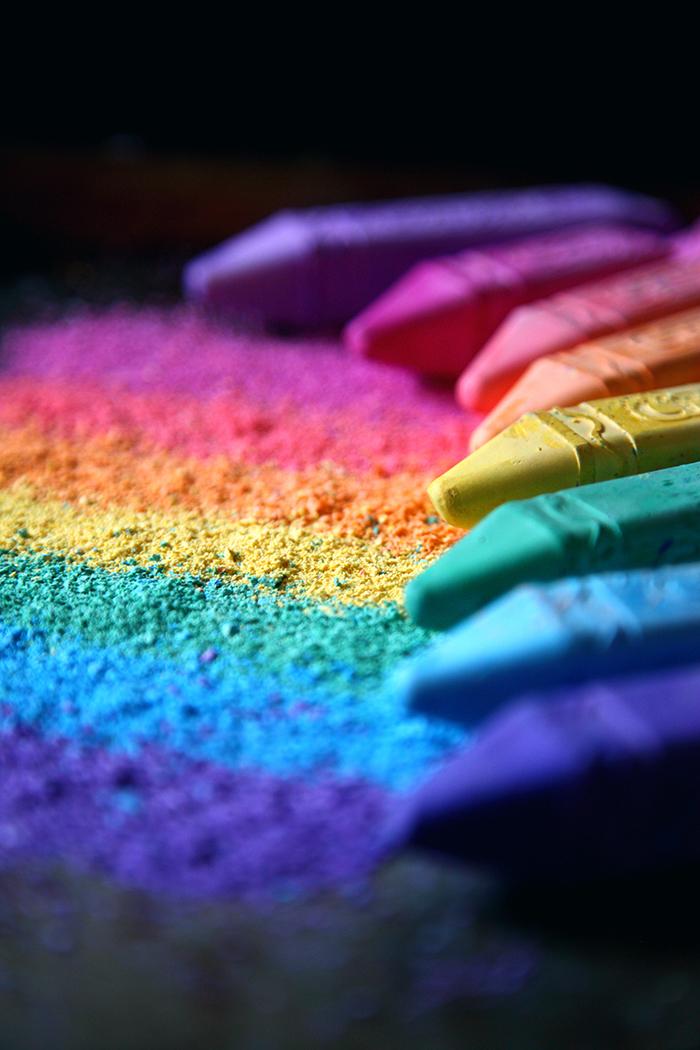 Chalk in the colours of a rainbow