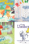 image of four book covers relating to April showers.