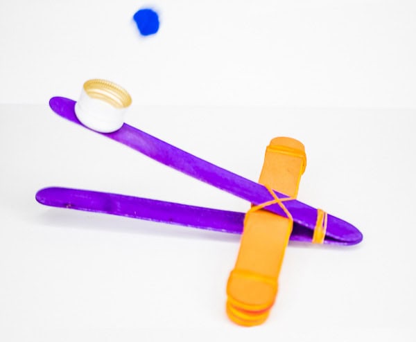 purple and gold popsicle stick catapult