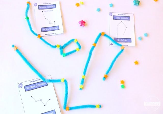 light blue pipe cleaners and beads shaped like constellations