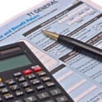 calculator on a tax return form