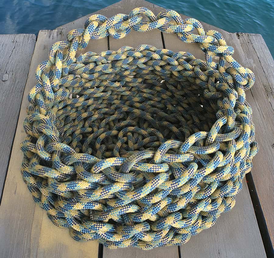 basket made out of fishing rope