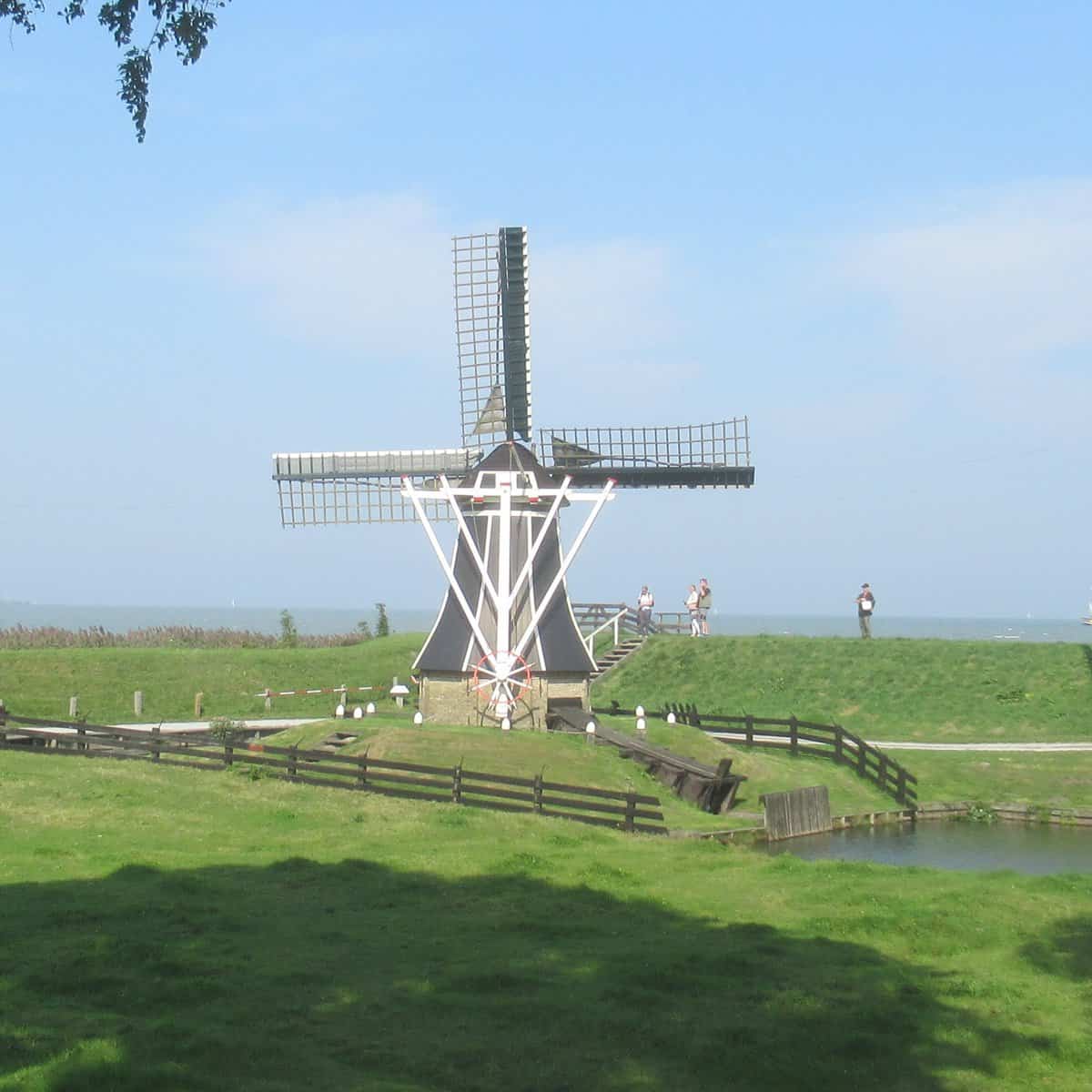 photo of a wooden windmill.