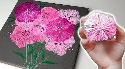 painted flowers using a handheld sponge