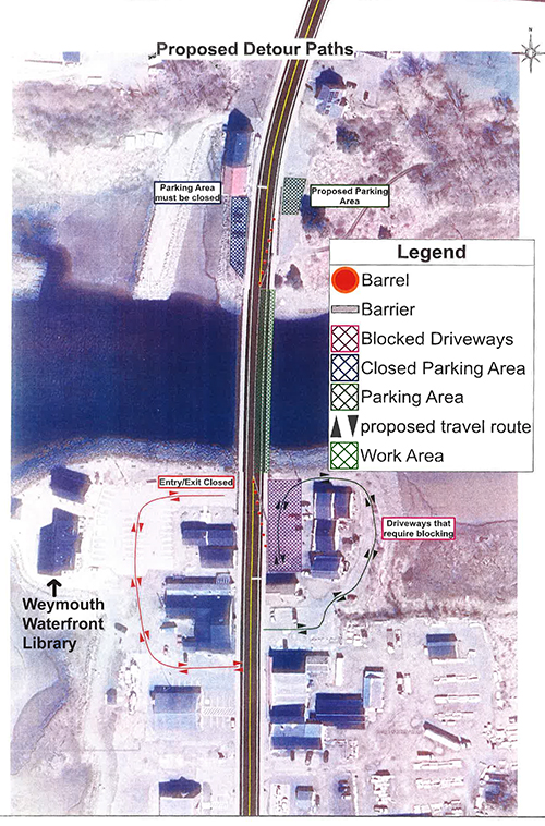 image of a map of Weymouth showing an alternative entrance to the library.