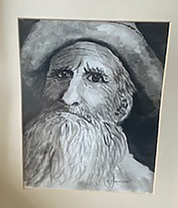 image of a painting of an older man wearing a hat