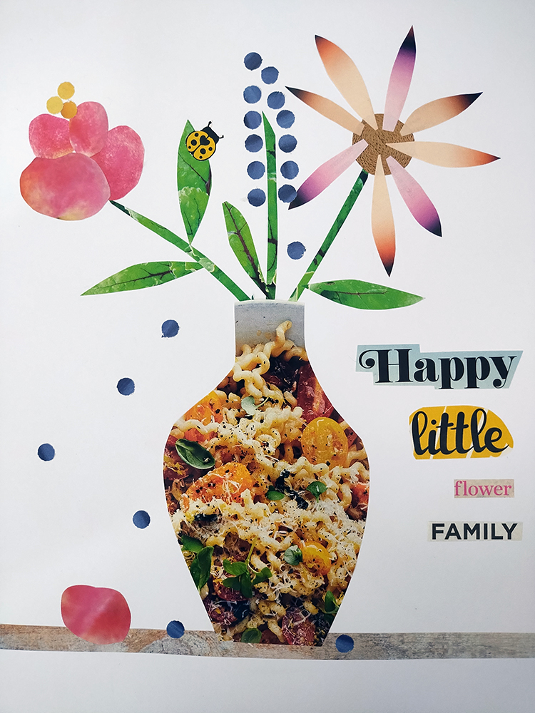 image of a collage of a flower vase