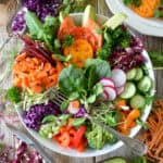 image of a salad in a bowl with a fork on a table