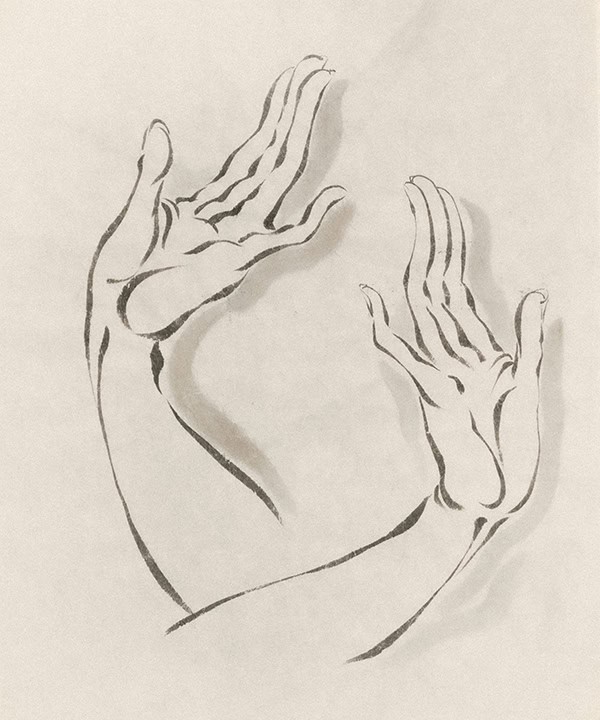 image of a drawing of two hands and wrists