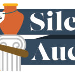 image of a gavel and auction items and raised hands with the text 'Silent Auction'