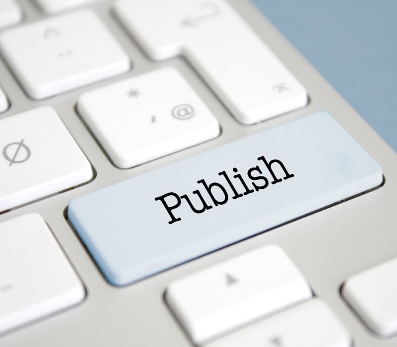 A keyboard, but what should be the enter key says publish instead.